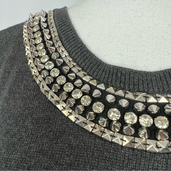 MICHAEL Michael KORS Women’s Sweater Dress Medium Gray Gothic Stud Embellishment - Picture 7 of 16